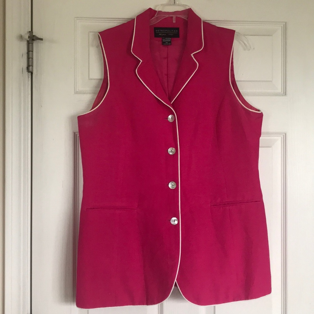 Fucsia and white top size 14